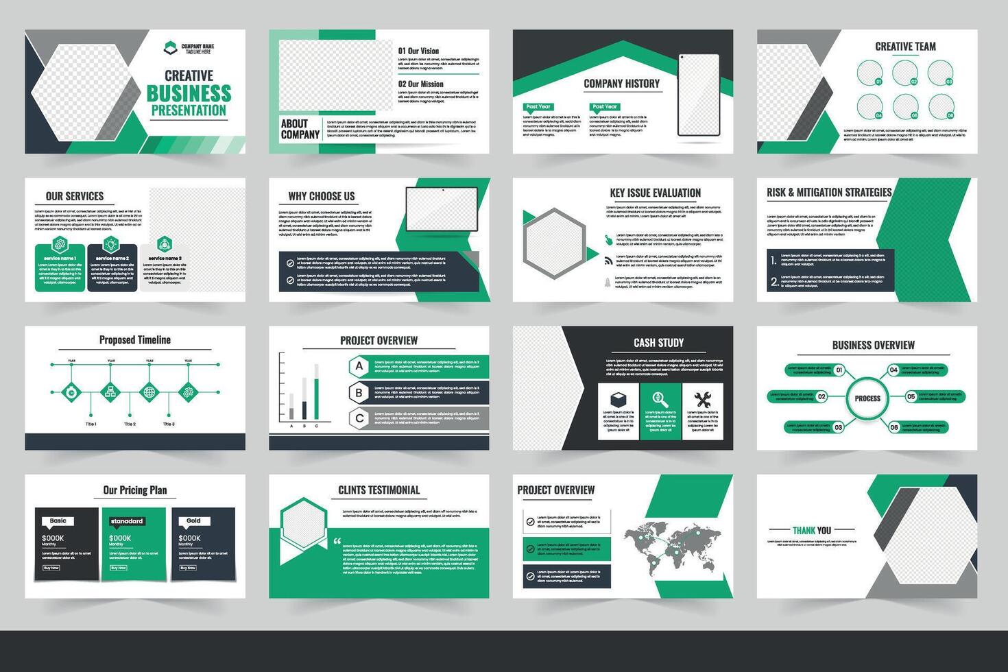 Modern Business Presentation Layout Showcasing Company Info and Service Details, Business presentation template design, vector