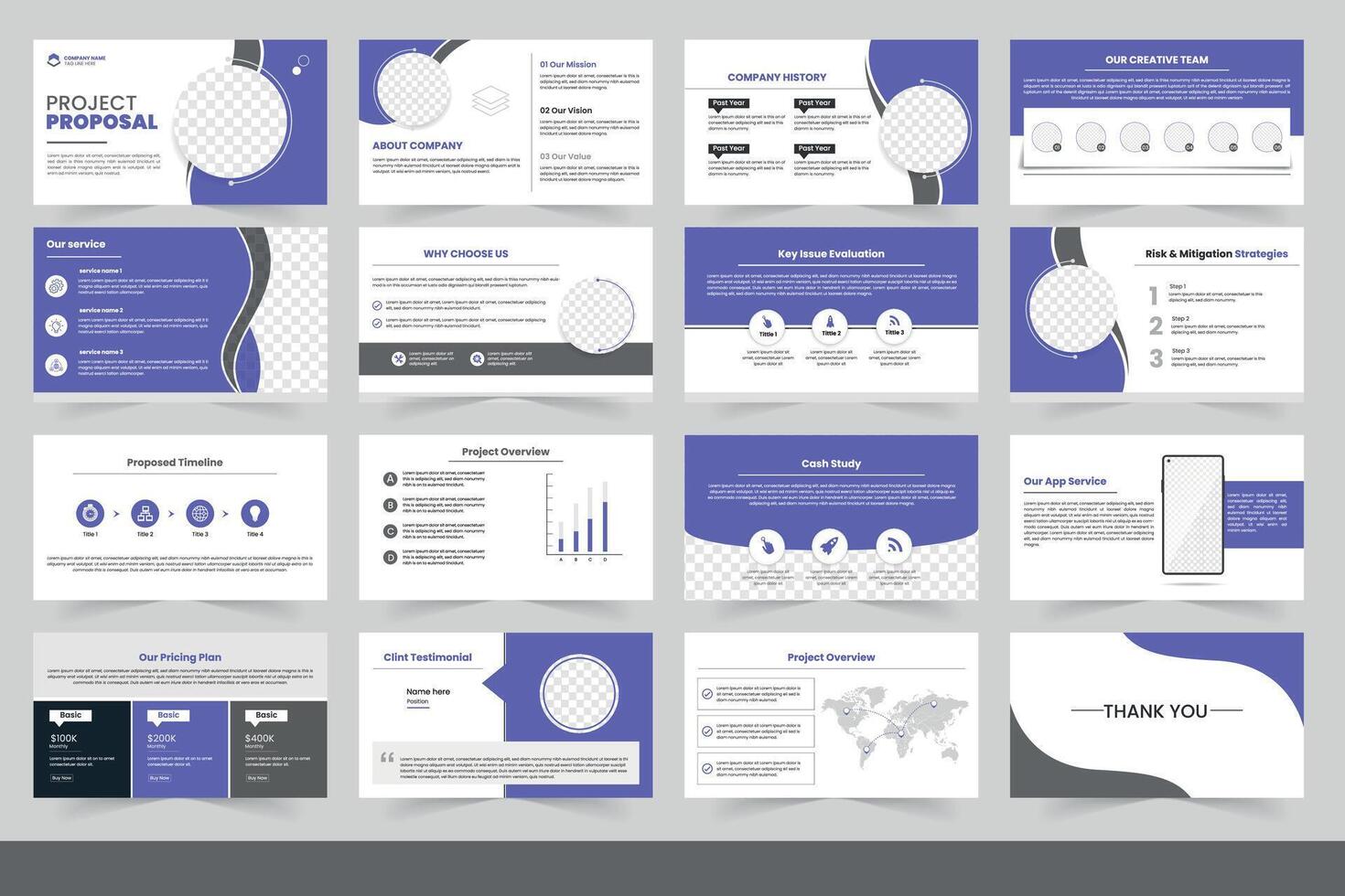 Business presentation template design, Modern Business Project Proposal Presentation With Editable Design Elements and Graphics vector