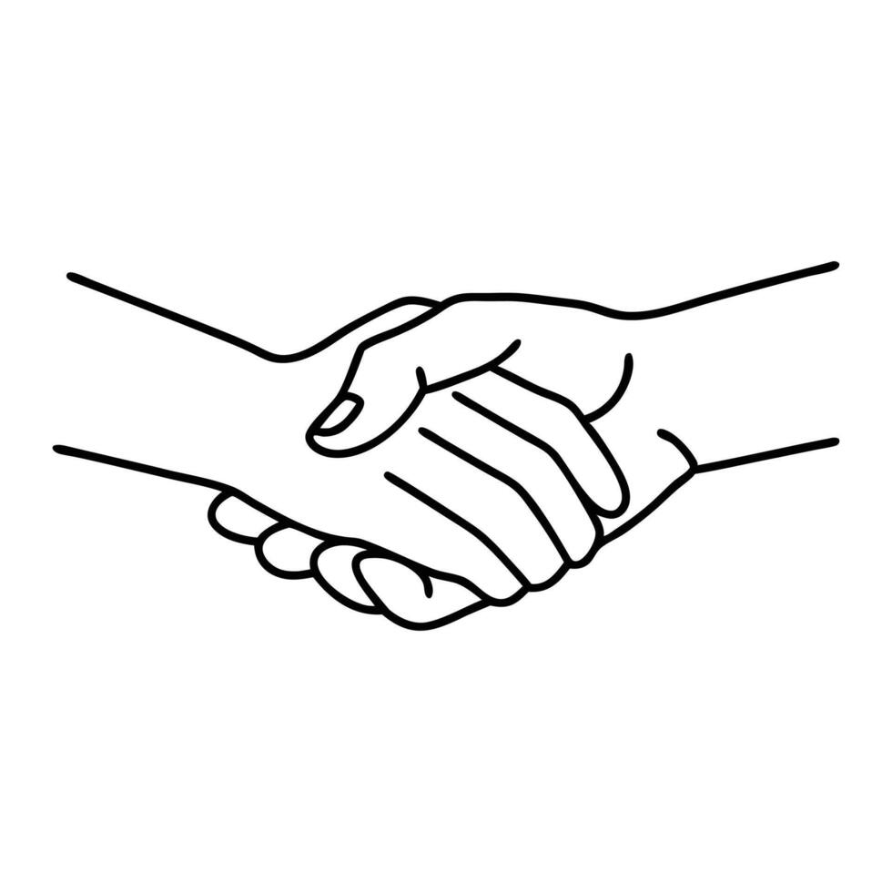Two hands intertwined representing support and togetherness line art flat illustration vector