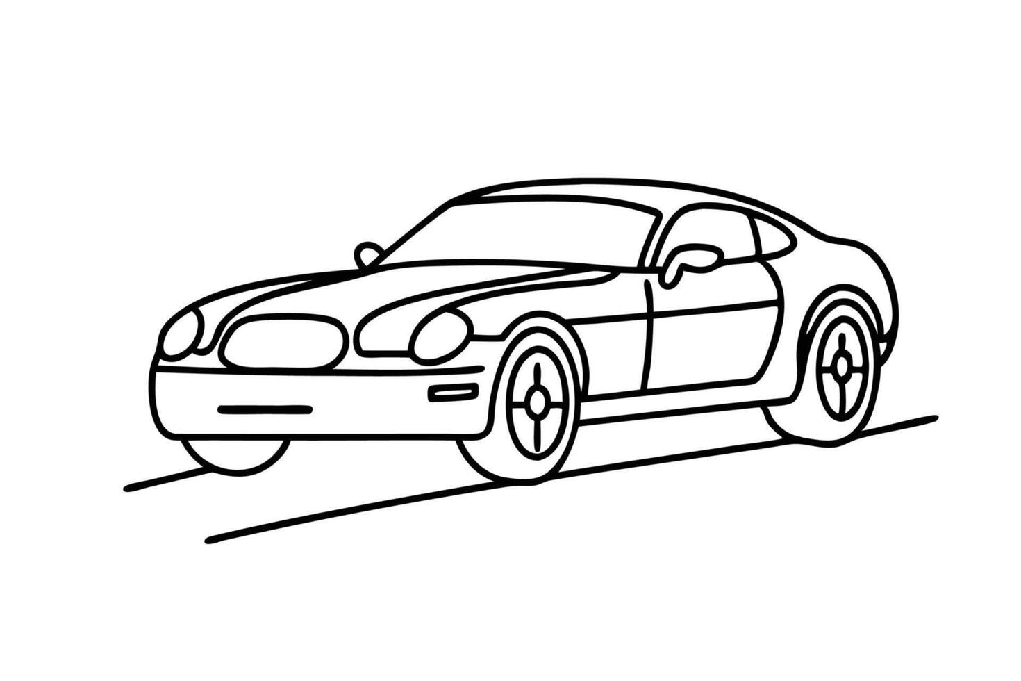 Car outlined against a clean line art flat illustration vector