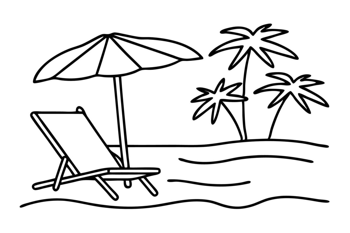 Beach umbrella and chair Concept of holiday summer and vacation in paradise island and sea vector