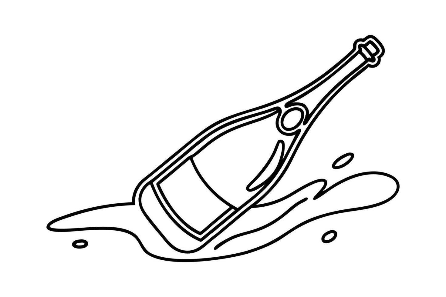 Champagne bottle elegantly depicted with smooth flowing lines line art flat illustration vector