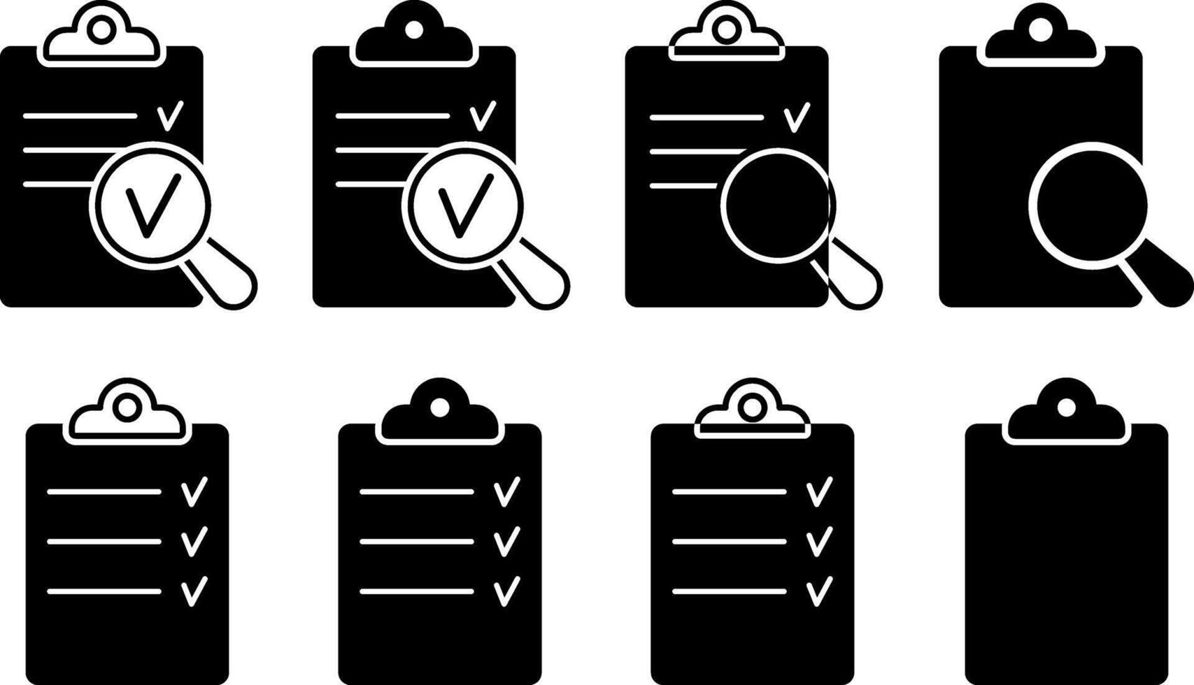 Clip board set icon isolated Check form sheet stencil Clipboard checklist collection vector