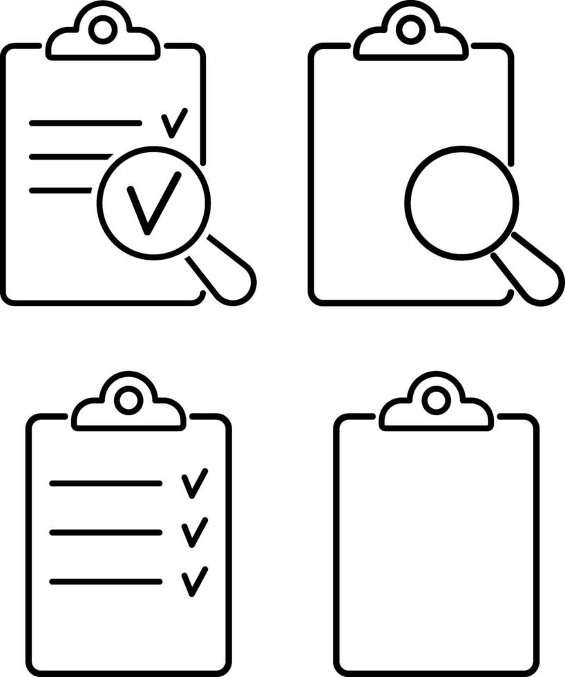 Outline clip board set icon Check form sheet collection vector