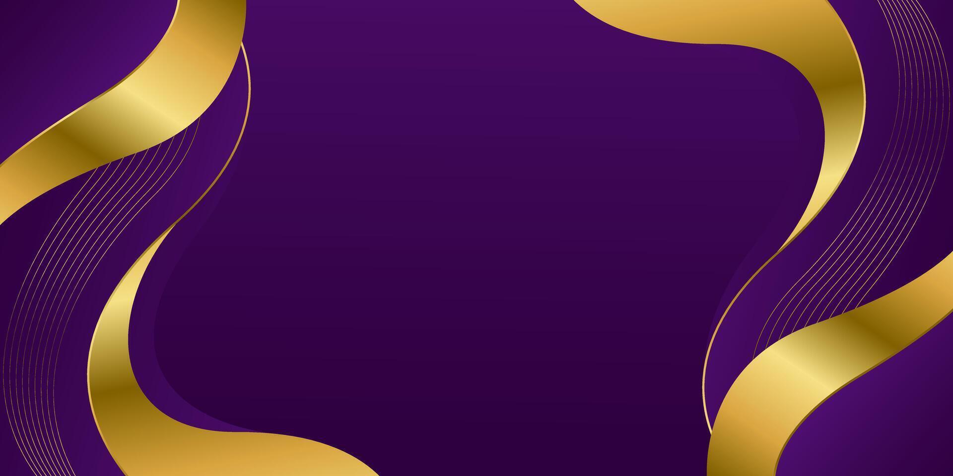 Dark purple luxury wave background with elegant gold lines. Abstract modern design for Invitations, awards, sales, events, templates, banners, covers, websites, and pages vector