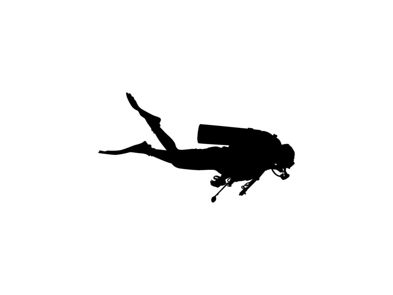 Silhouette of the Diving, Flat style. Editable vector