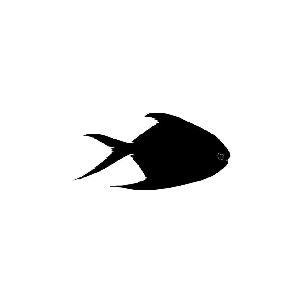 Silhouette of the Silver pomfret, Bramidae, pampo, or Pampus Fish. Flat Syle. Can use for Logo Gram, Animal Illustration, Pictogram, Website, etc vector