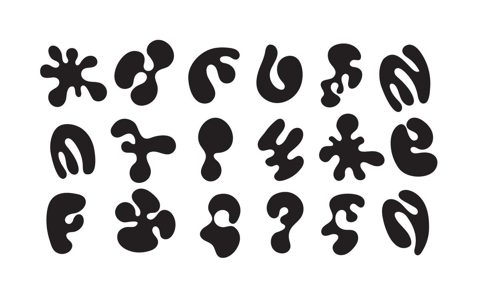 Abstract blob shapes Set, abstract forms, Black Fluid, Liquid shape Elements on White Background vector