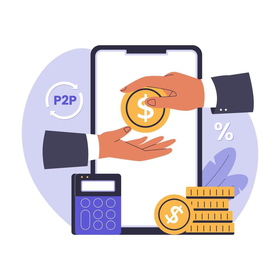 Peer to Peer Lending Illustration vector