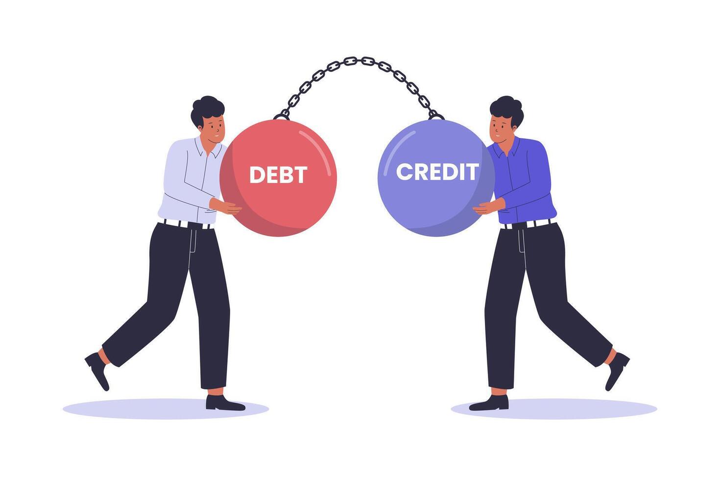 Debt vs Credit Concept Illustration vector