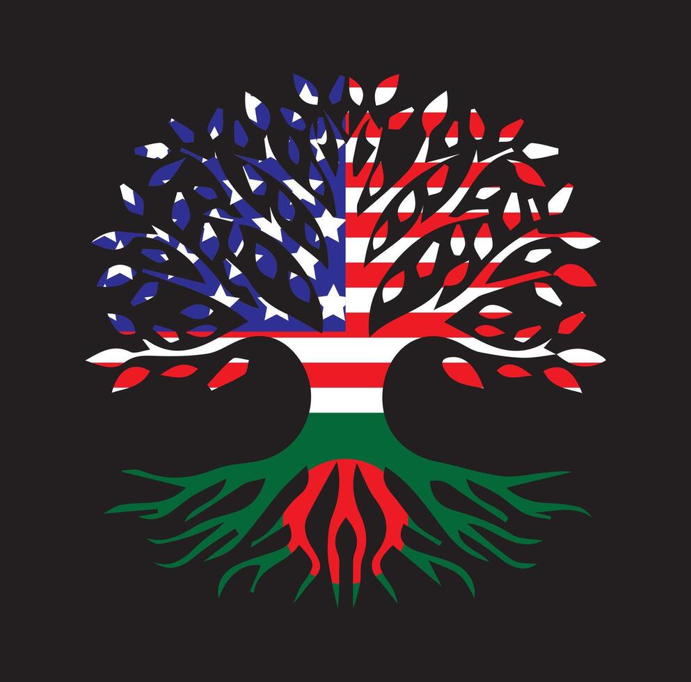 USA BANGLADESH FLAG TREE vector