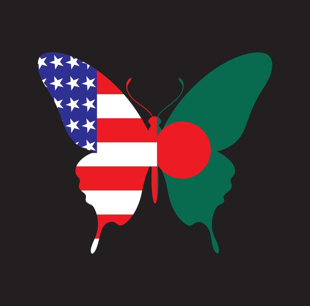 USA BANGLADESH BUTTERFLY FLAG vector