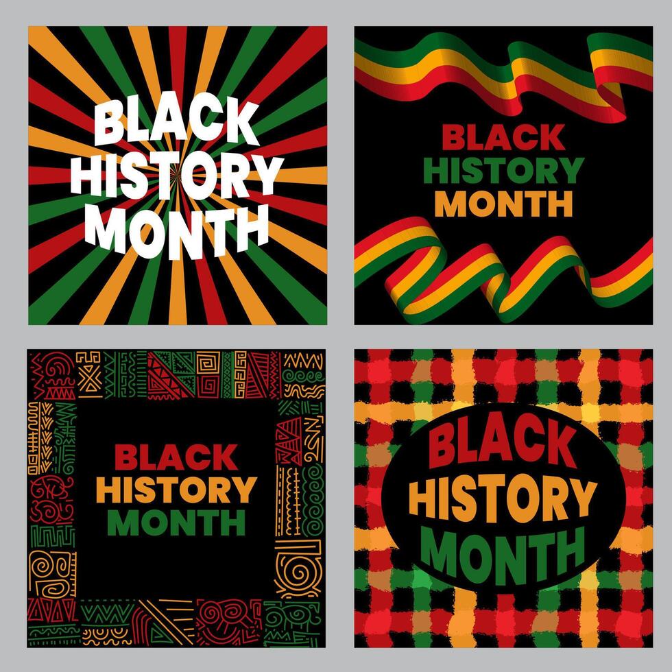 set of abstract black history month background Social Media Post Template vector