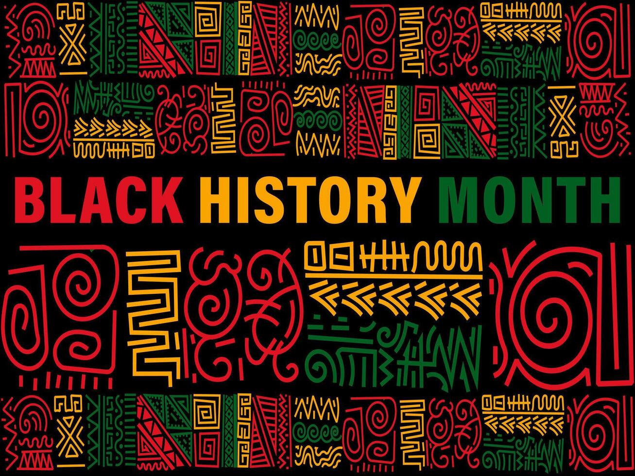 abstract black history month background with hand drawn pattern vector