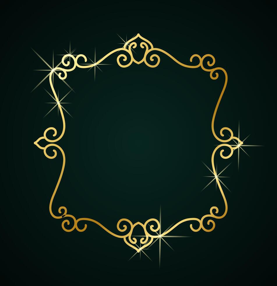Elegant gold frame line ornament background vector