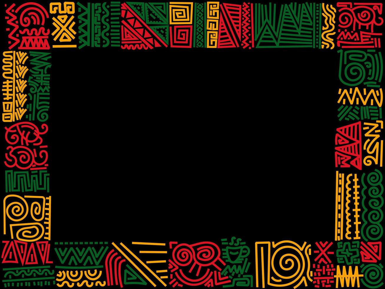 Kwanzaa Black History Month Juneteenth banner template with decorative hand drawn africa pattern vector