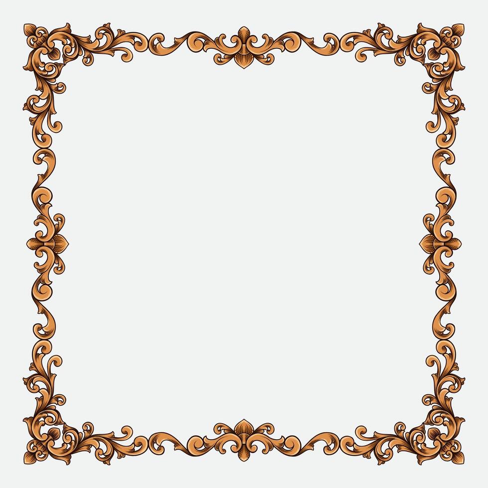 Hand drawn vintage style frame design with engraving and luxury vector