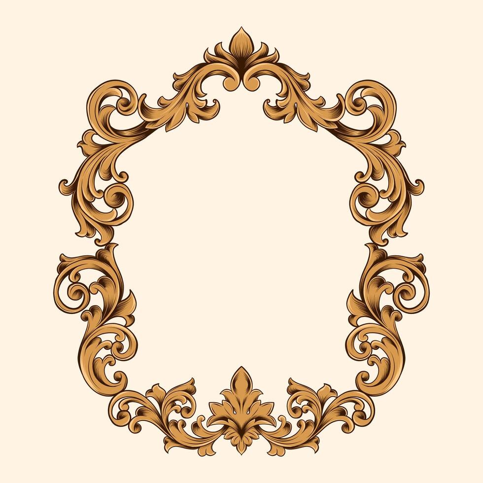 simple carved classic vintage engraved ornament design for frame elements vector