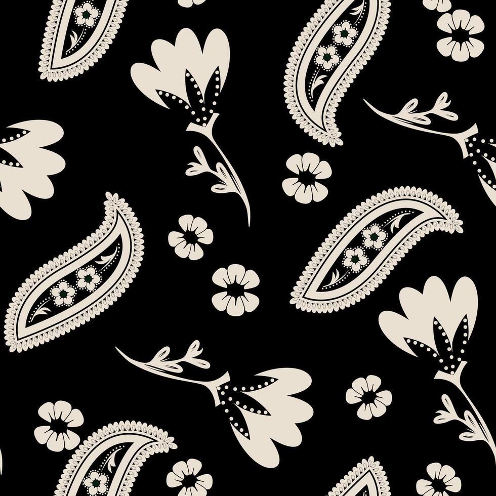Paisley Flower Pattern Seamless Ornamental Geometric Detailed Floral Pattern Ornate Print Design. vector