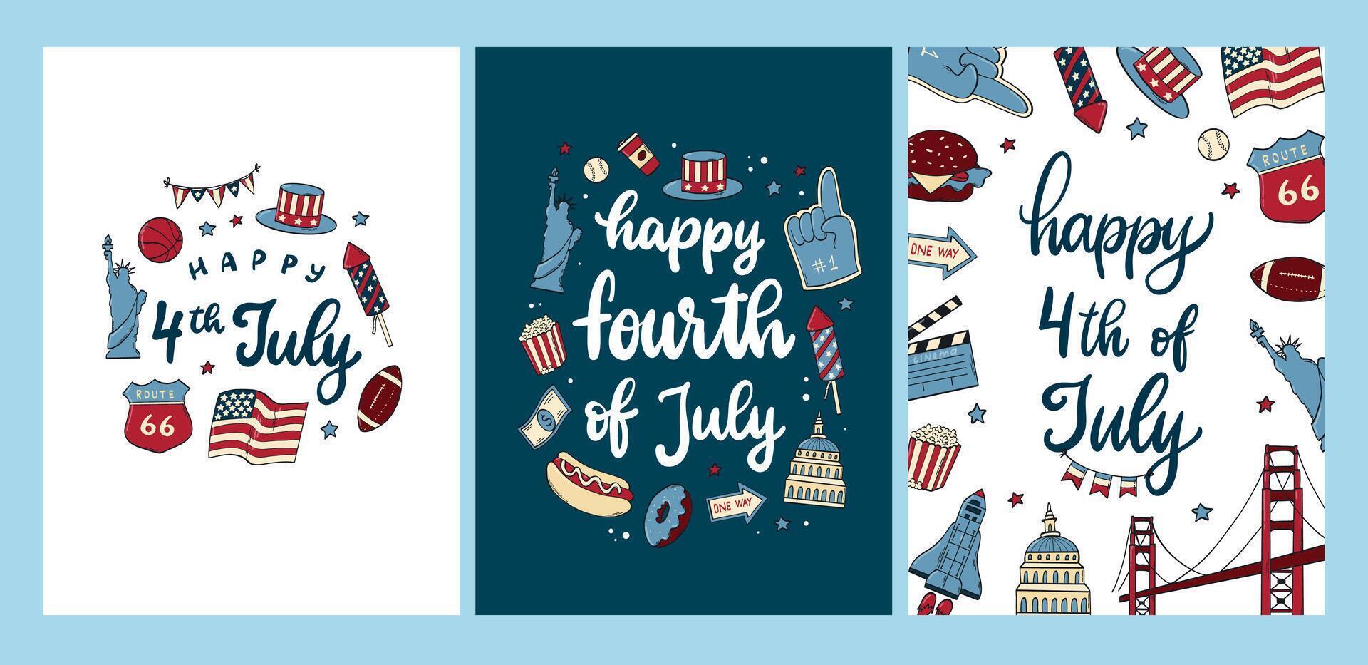 Liberty statues, garlands and stars seamless pattern for wallpaper, backgrounds, textile, packaging, wrapping paper, etc. EPS 10 vector