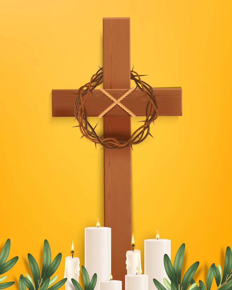 Holy Week Cross with Candles Illustration vector