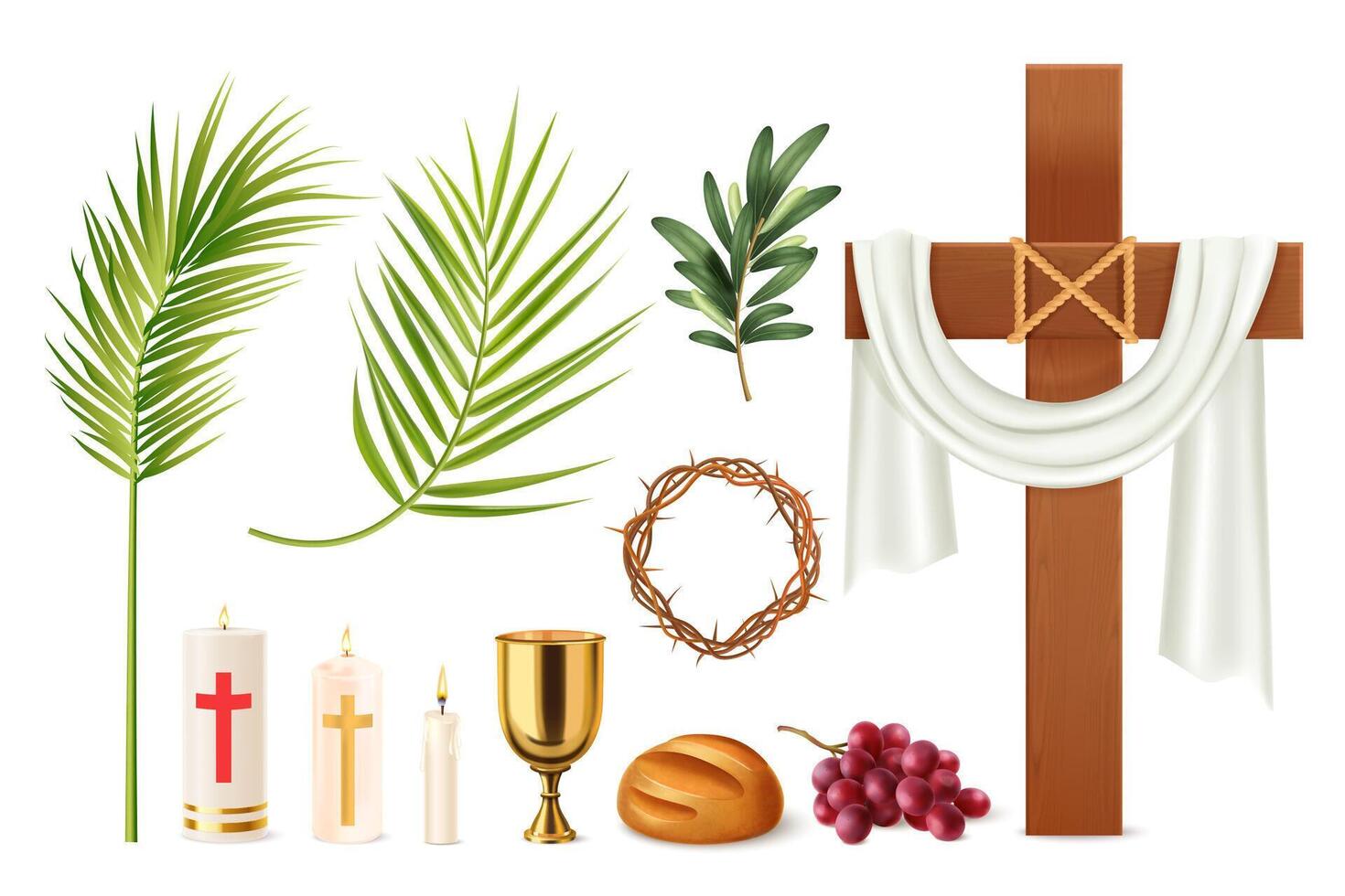Holy Week Realistic Elements Set vector
