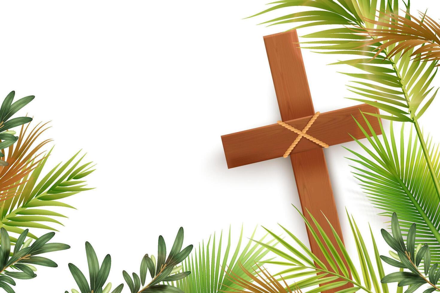 Holy Week Palms and Cross Background vector