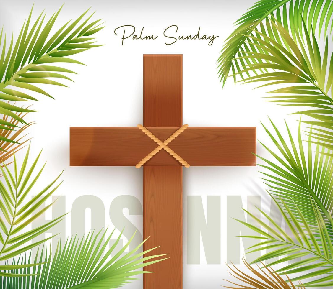 Palm Sunday Background with Cross vector