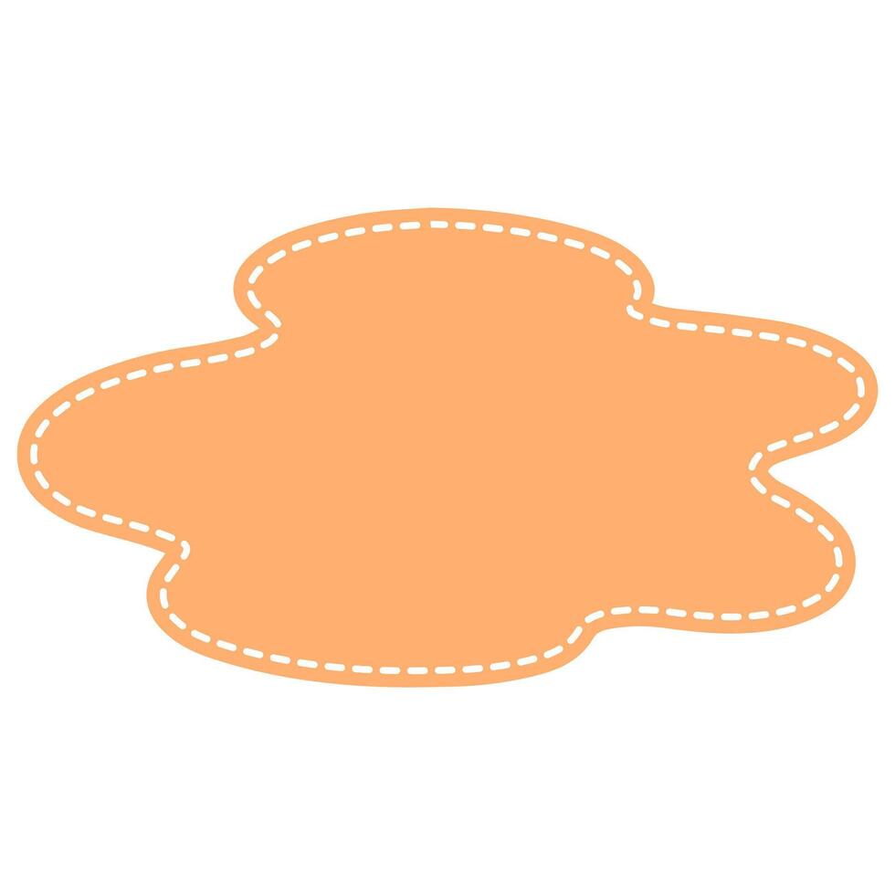 Soft, organic peach shape with decorative white stitch border vector