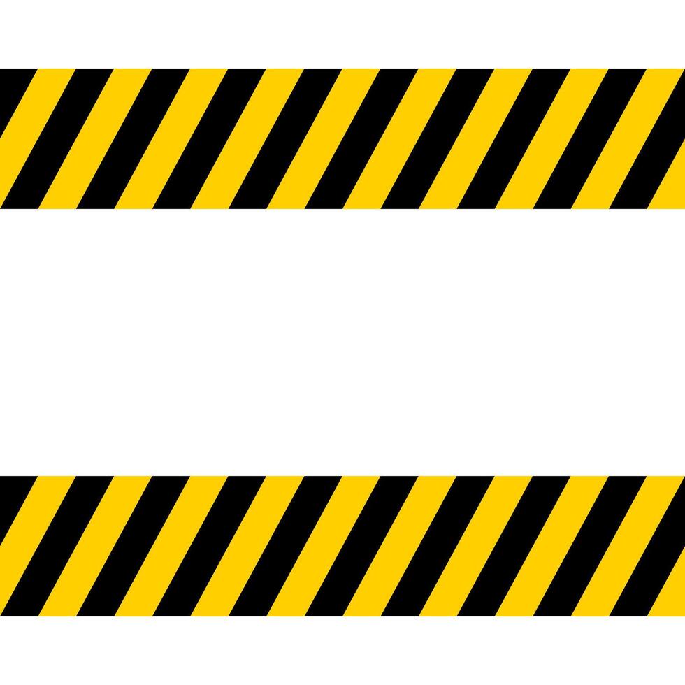 Yellow black warning stripes seamless horizontal danger border caution pattern vector