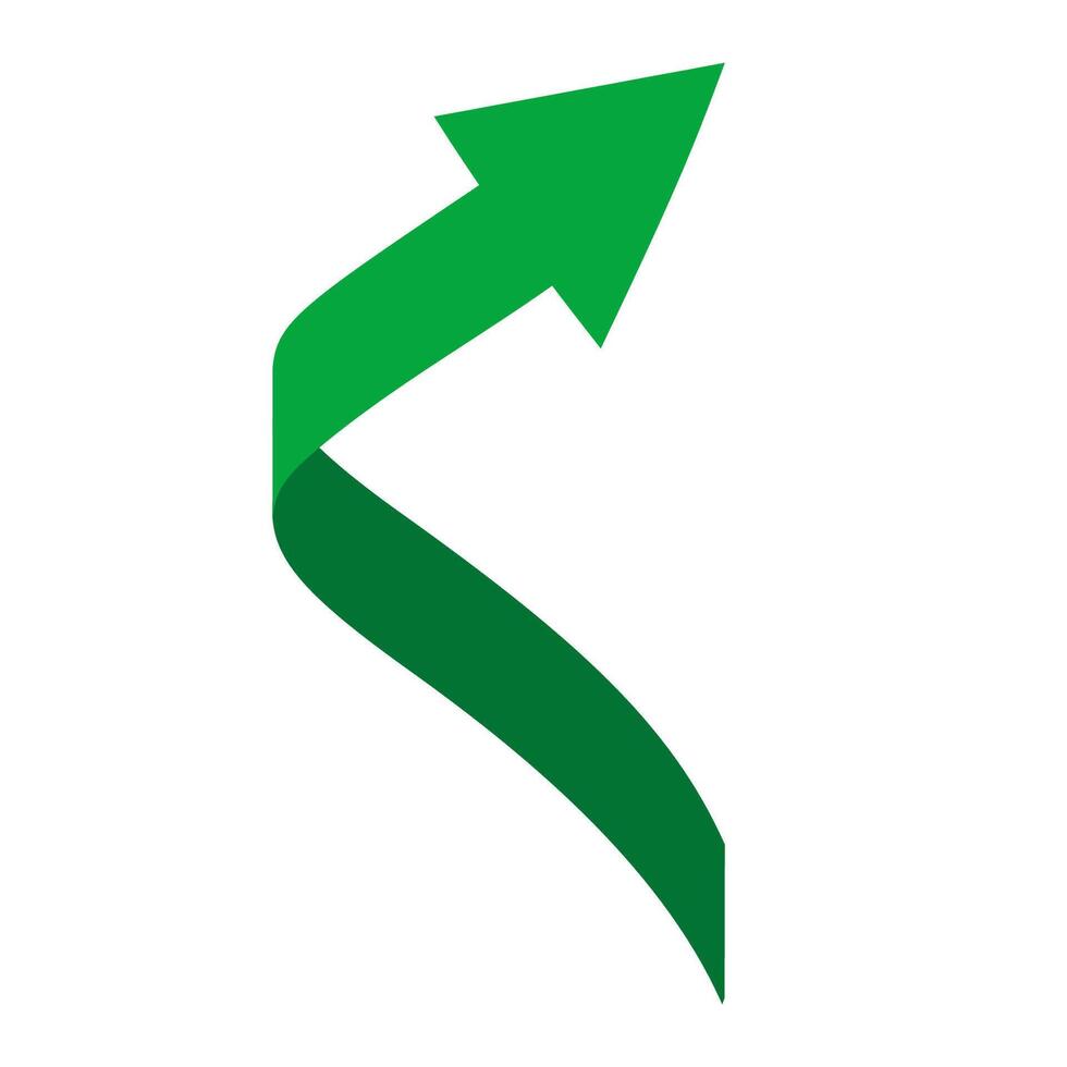 Spiraling Green Arrow Ascending, Indicating Growth and Positive Direction vector