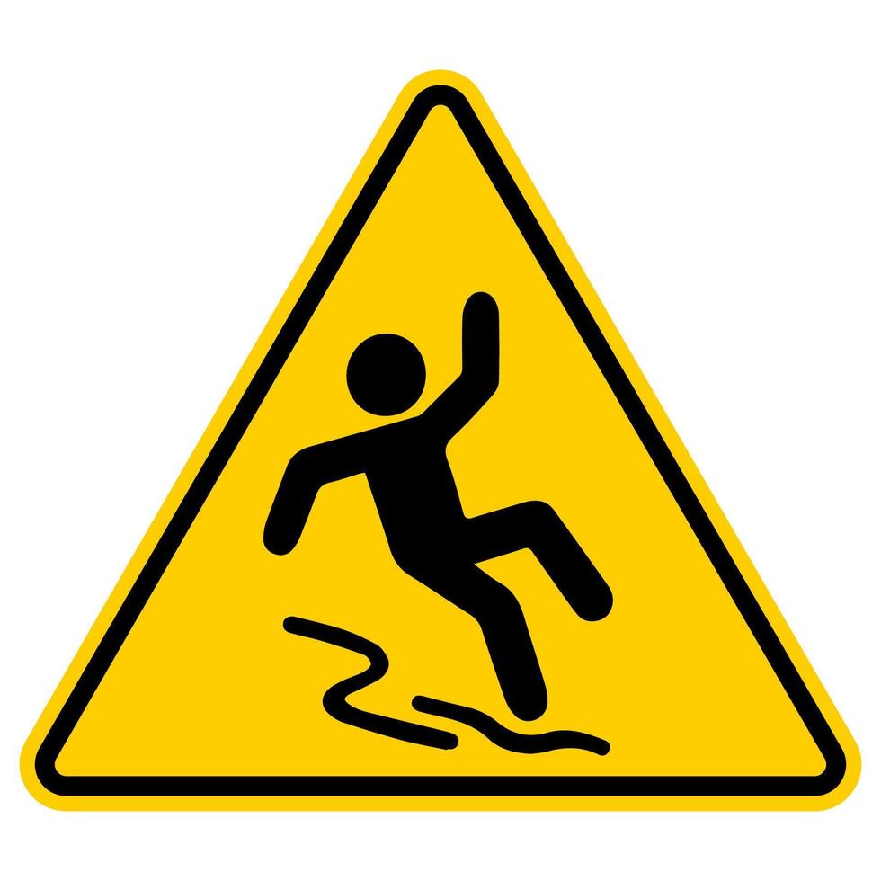 Caution sign slipping hazard icon wet floor falling warning symbol vector