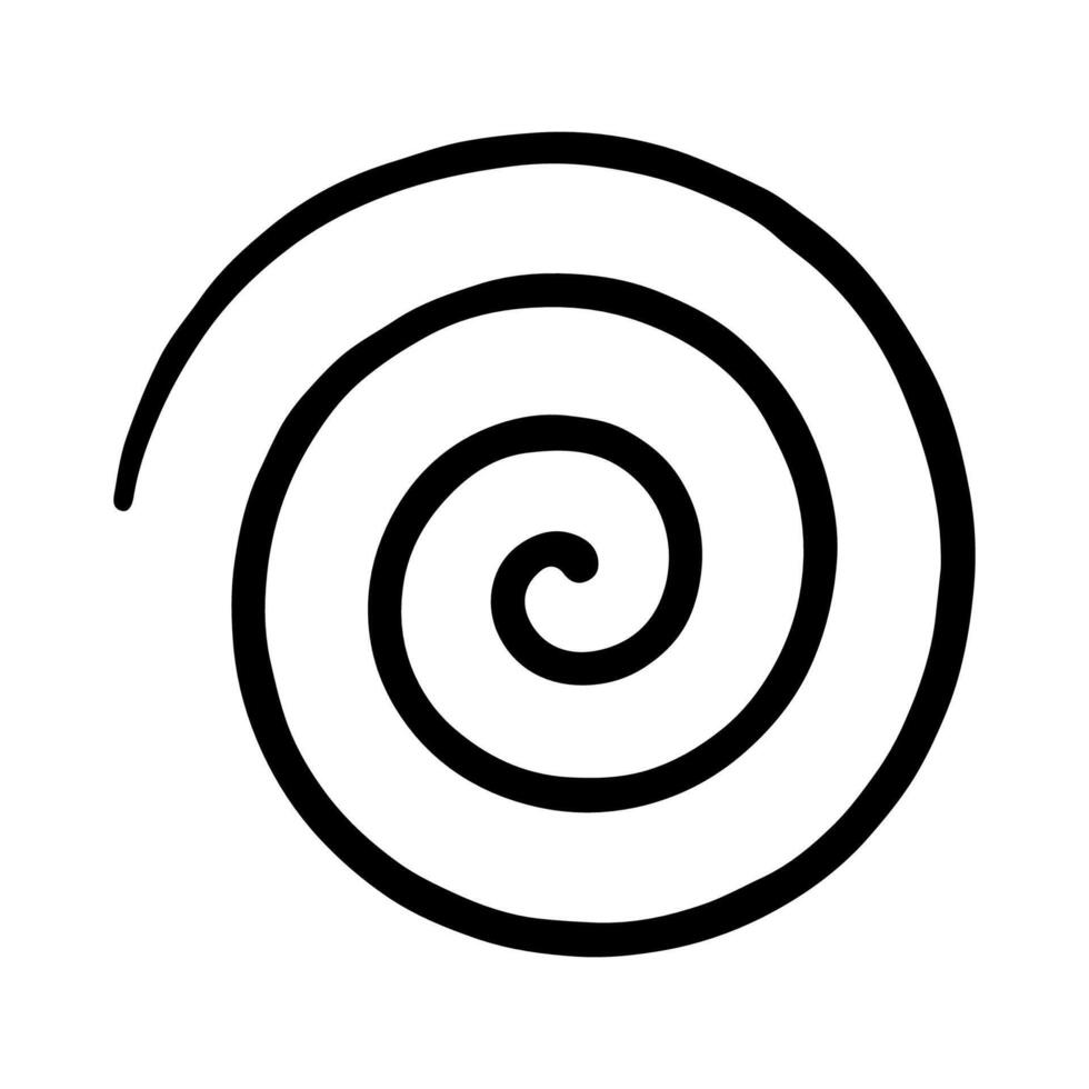 Hand drawn spiral doodle black line icon vector