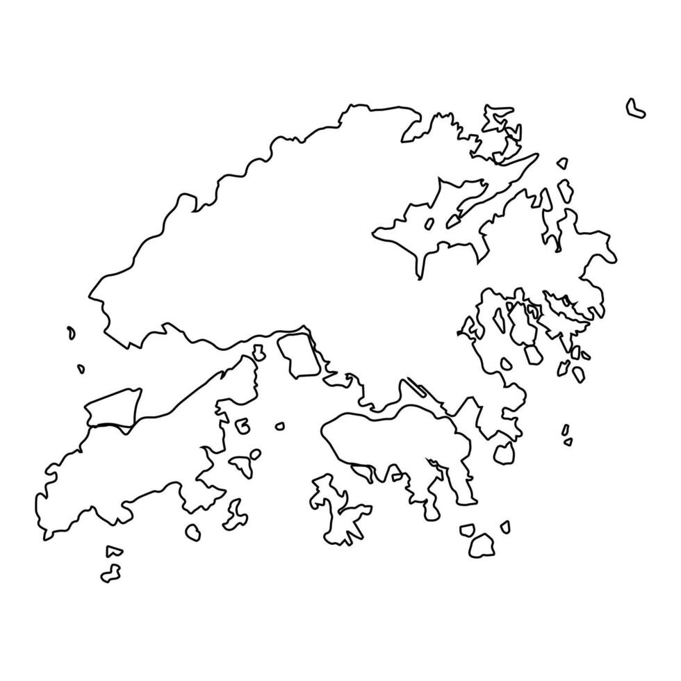 Hong Kong Outline Map Detailed Geographic Representation vector
