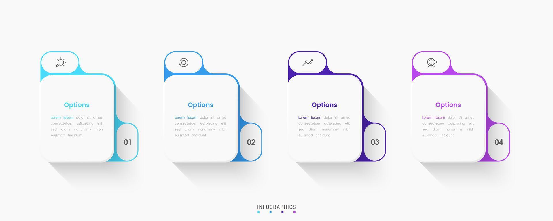 Infographic label design template with icons and 4 options. Can be used for process diagram, presentations, workflow, info graph. vector