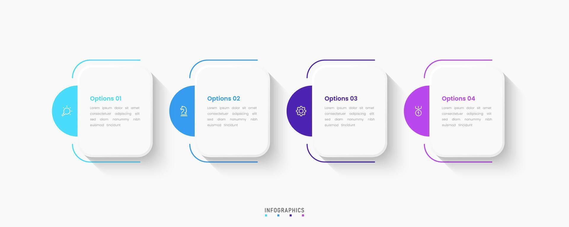 Infographic label design template with icons and 4 options. Can be used for process diagram, presentations, workflow layout, info graph. vector