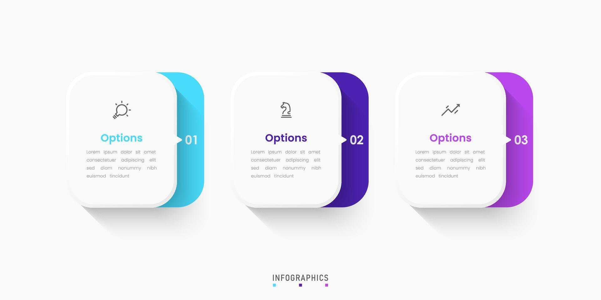 Infographic label design template with icons and 3 options or steps. Can be used for process diagram, presentations, workflow layout, banner, info graph. vector