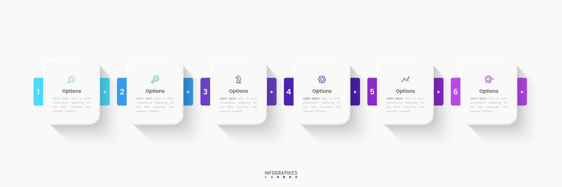 Infographic label design template with icons and 6 options. Can be used for process diagram, presentations, workflow, banner, info graph. vector