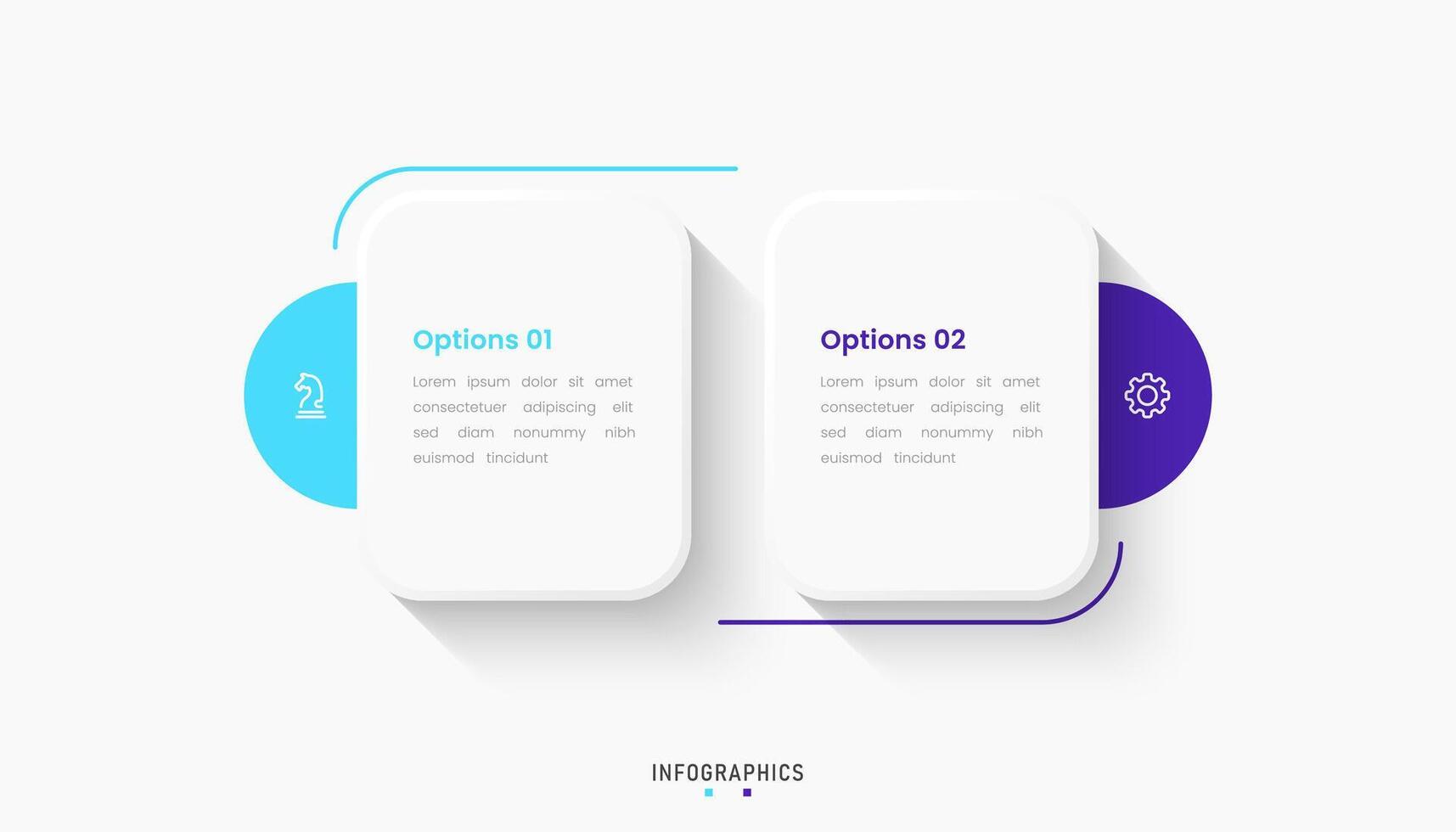 Infographic label design template with icons and 2 options or steps. Can be used for process diagram, presentations, workflow layout, banner, info graph. vector