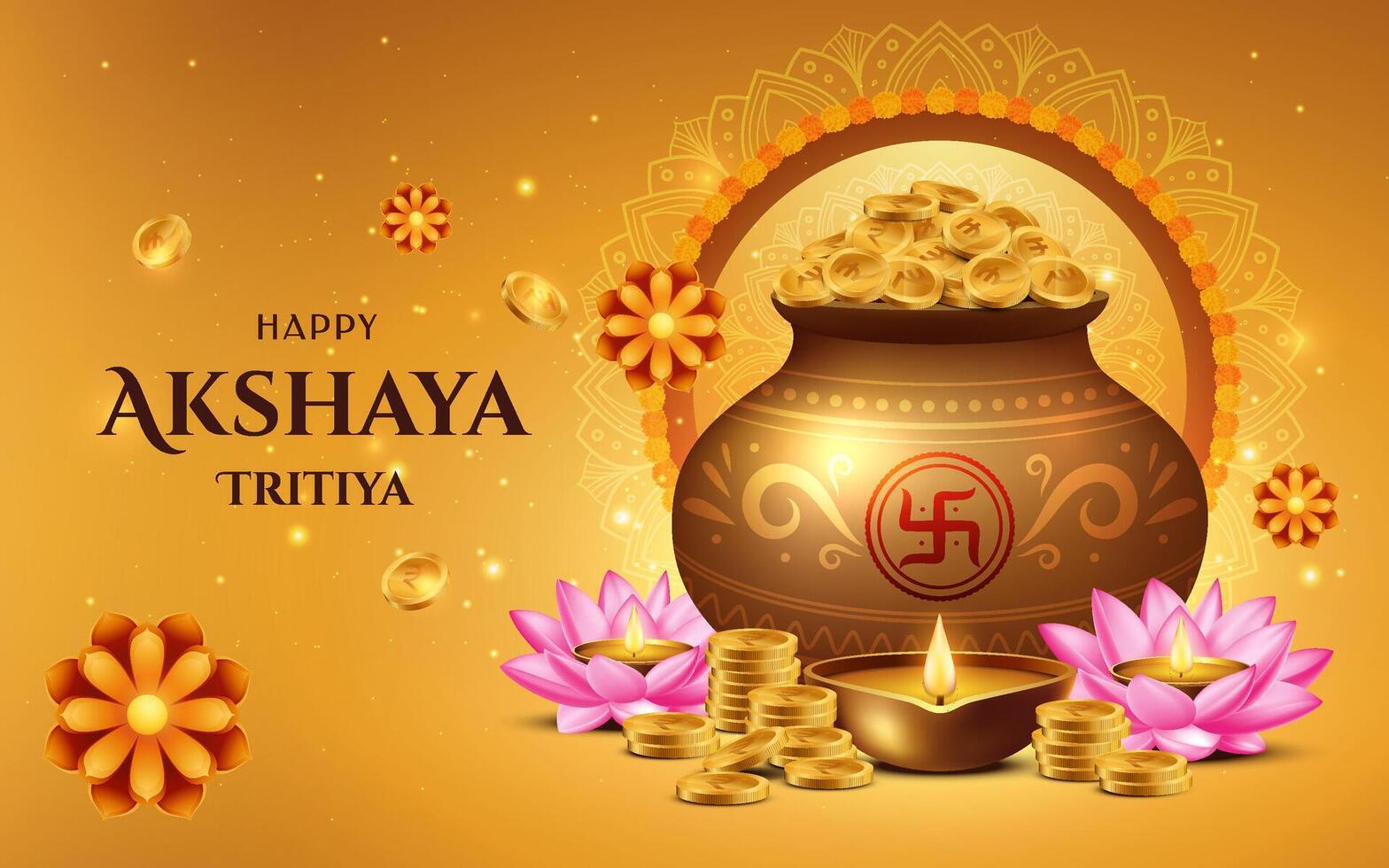 Happy Akshaya Tritiya Realistic Composition vector