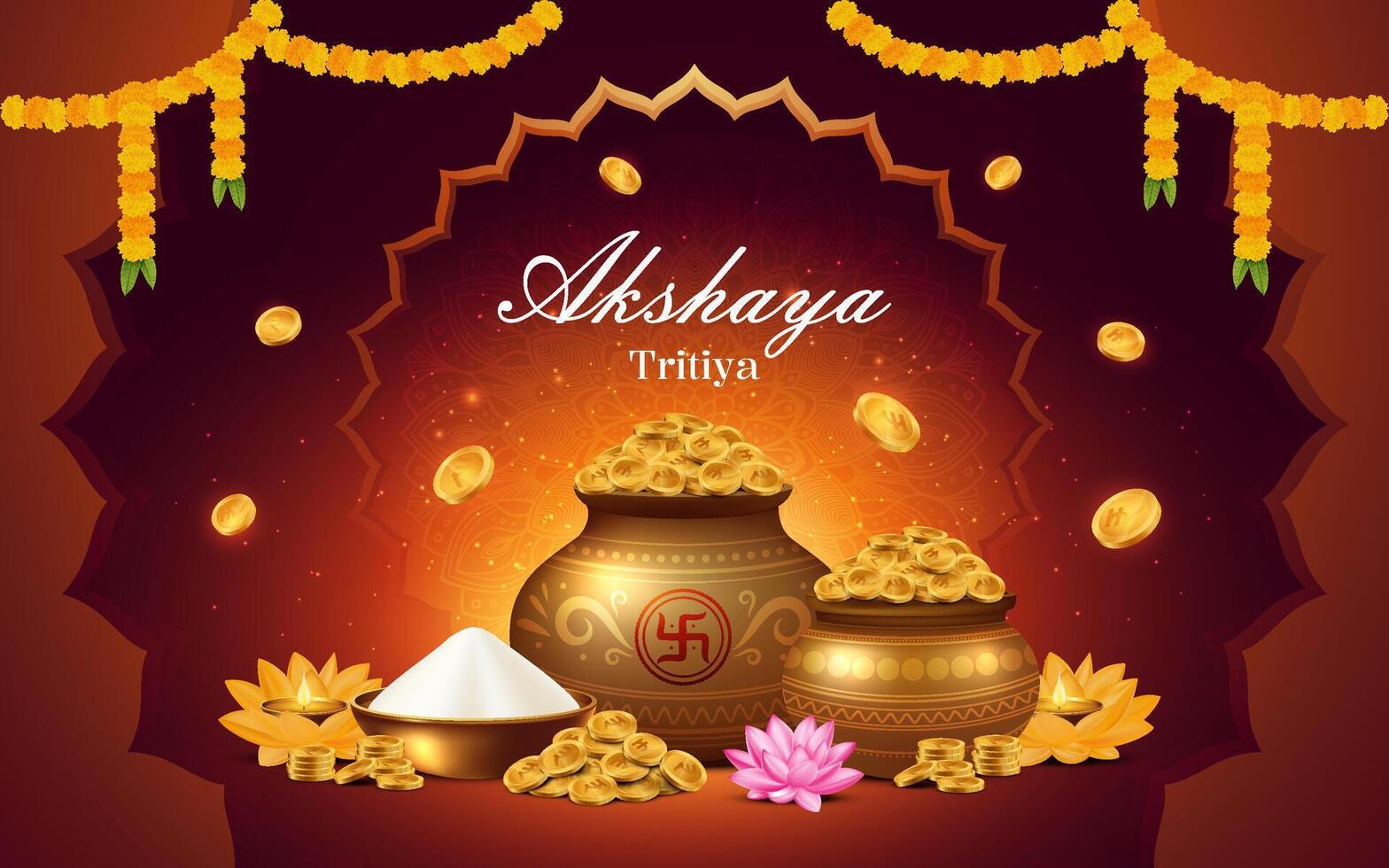 Akshaya Tritiya Gold Pot Background vector