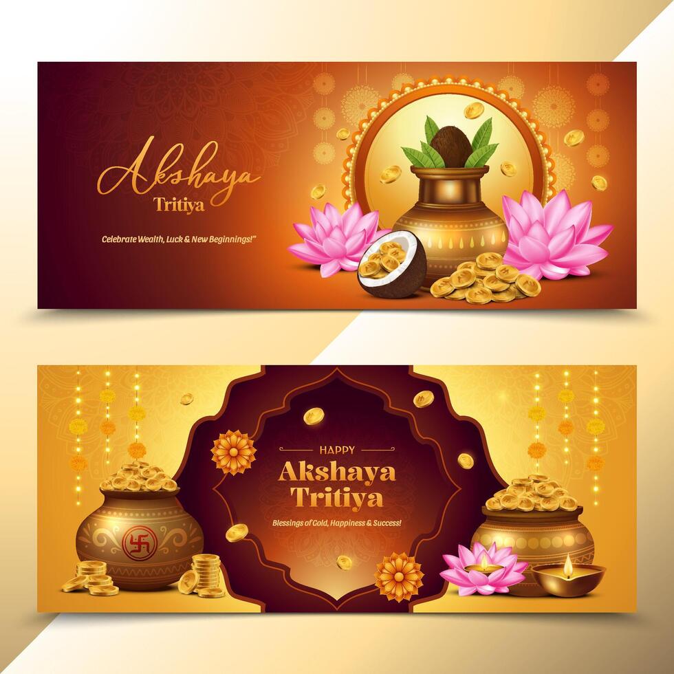 Akshaya Tritiya Horizontal Banner Collection vector