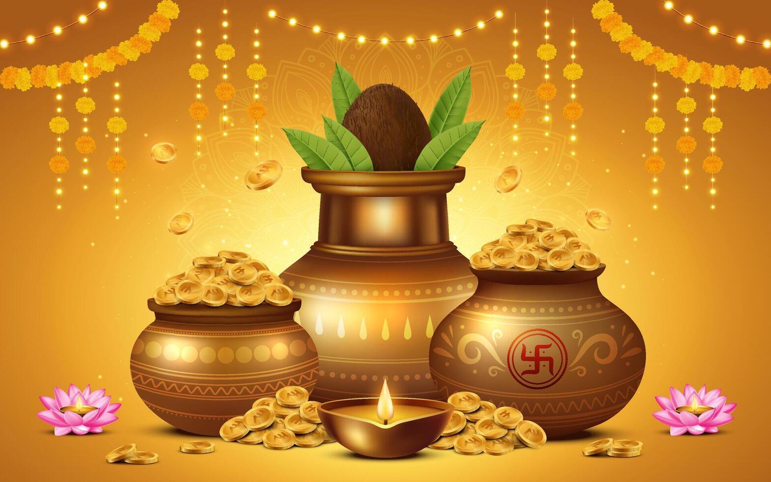 Akshaya Tritiya Gold Pot Illustration vector