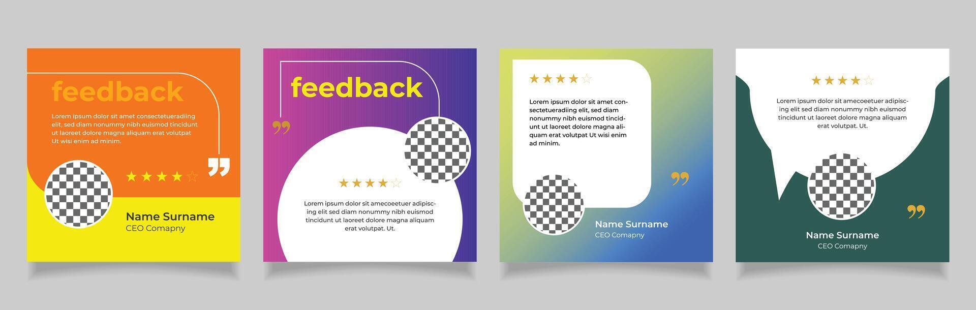 client review social media post template vector