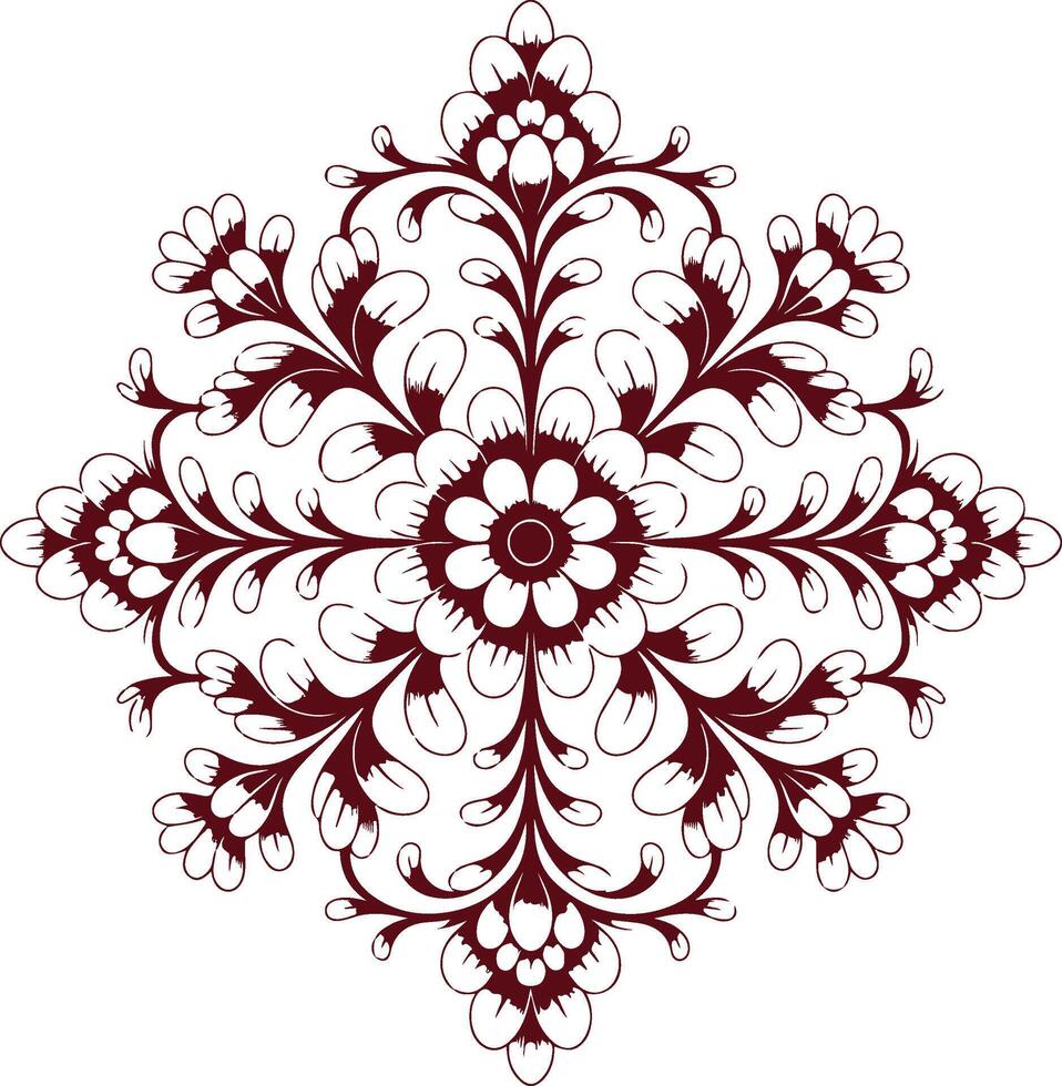 Ornamental Floral Design with Swirls and Leaves in Monochrome Style vector