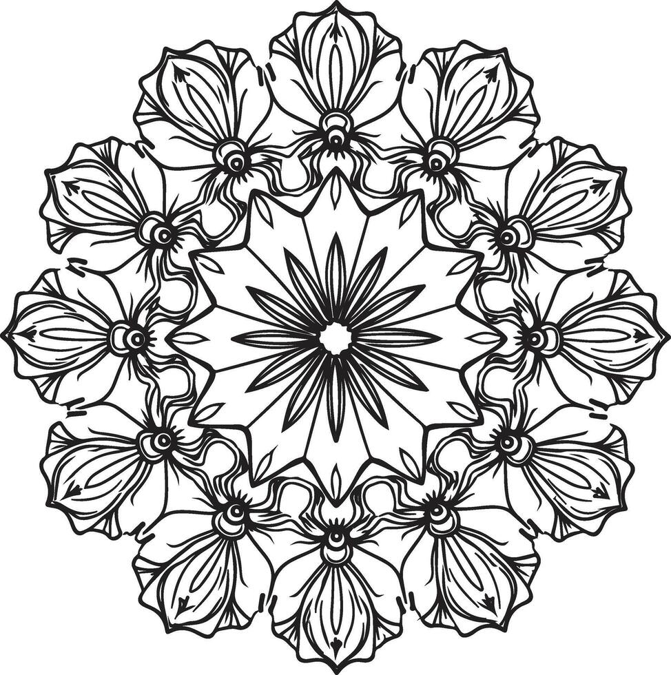 Symmetrical Mandala Coloring Template vector