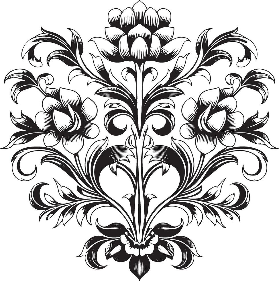 Classic Black and White Flower Pattern for Decorative Use vector