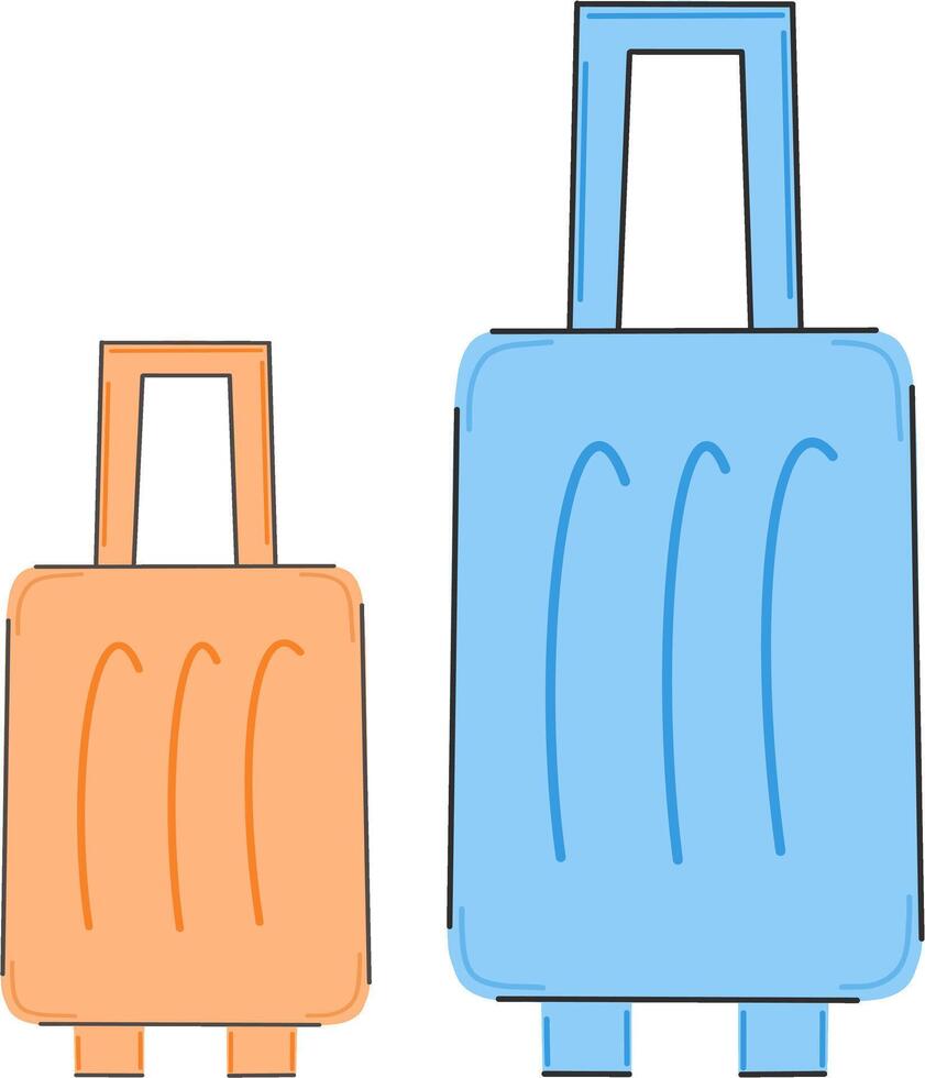 Suitcases in hand drawn, doodle style. White background. Suitable for travel illustrations and kids content. vector