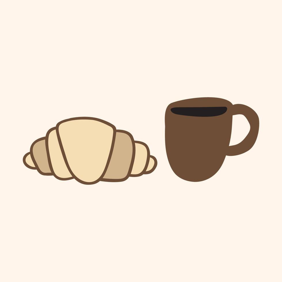 Flat design. Croissant and cup of coffee. Banner illustration. design vector