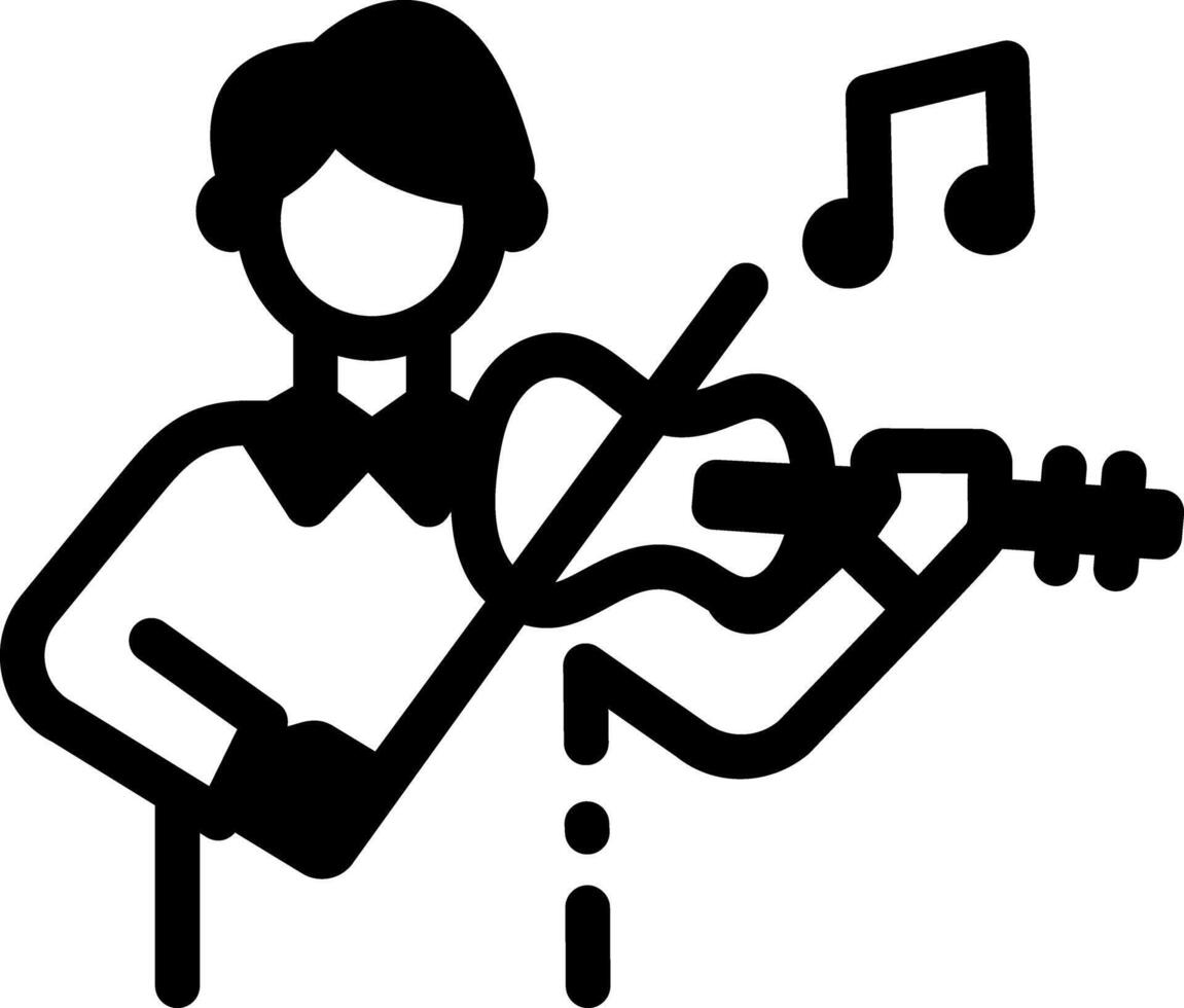 A character playing violin icon in linear style vector